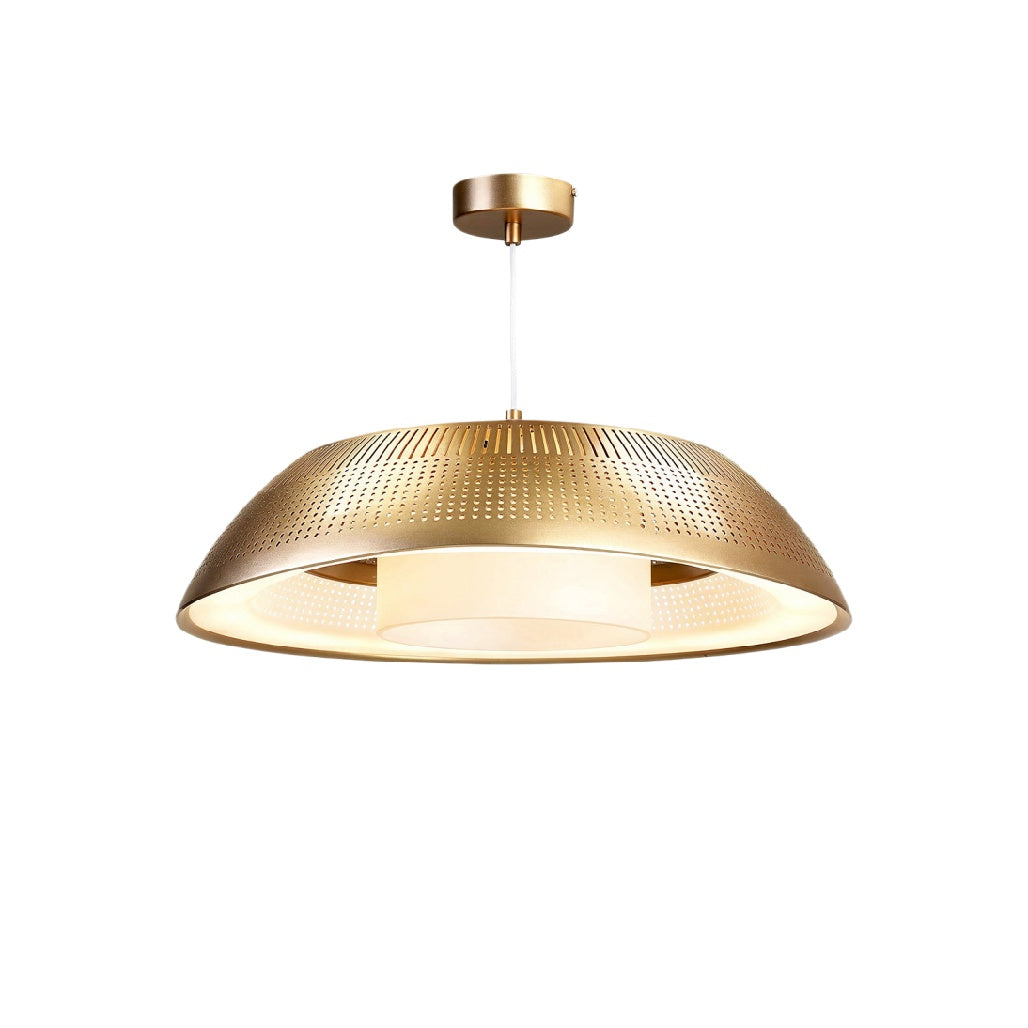 Gouden Hanglamp met Perforaties en Diffuus Licht