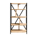 Moderne houten boekenplank met zwart metalen frame