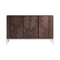 Moderne houten kast met geometrisch patroon