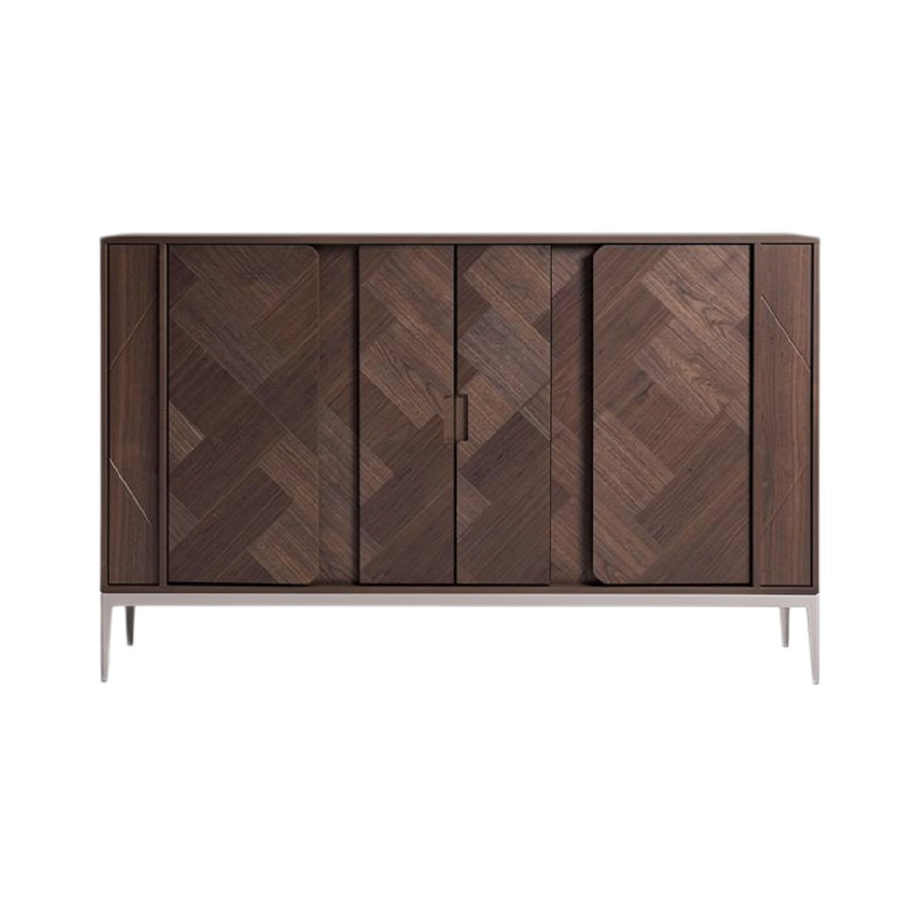 Moderne houten kast met geometrisch patroon