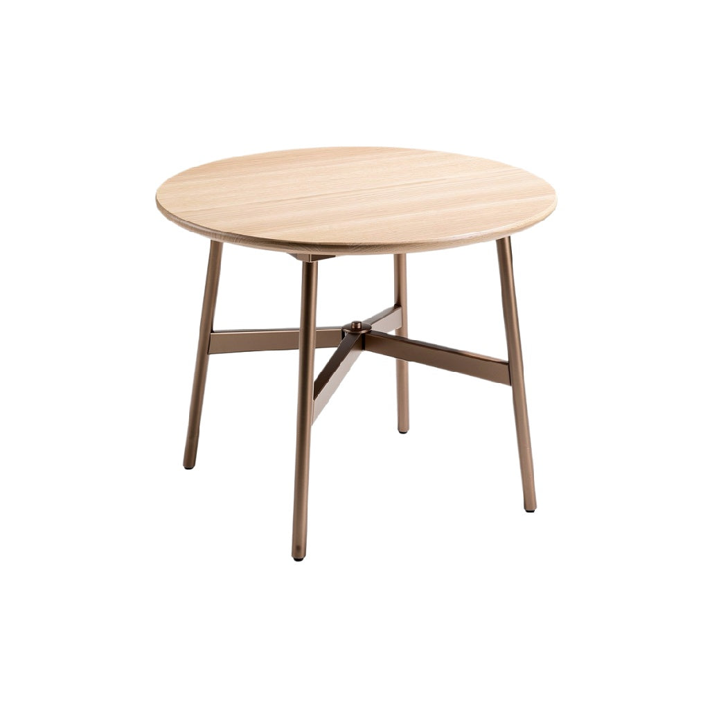 Ronde Houten Eettafel met Stalen Poten